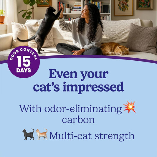 Fresh Step Clumping Cat Litter, Multi-Cat, Long Lasting Odor Control Kitty Litter with Activated Charcoal, Low Dust Formula, 14 lb