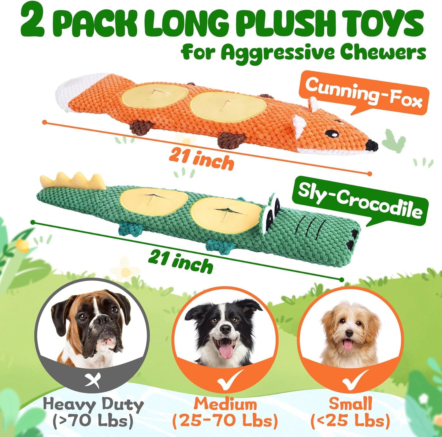 XIUGOAL Interactive Dog Toys for Chewers, 2 Pack No Stuffing Dog Toys for Boredom and Teething, Squeaky Chew Toy for Small, Medium Breed to Keep Them Busy
