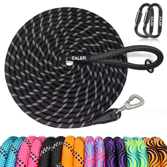ZALER Long Dog Leash, 50 feet 30ft 20ft 15ft 10ft Dog Training Lead, Heavy Duty Reflective Check Cord Recall Leash for Dogs Training, Playing