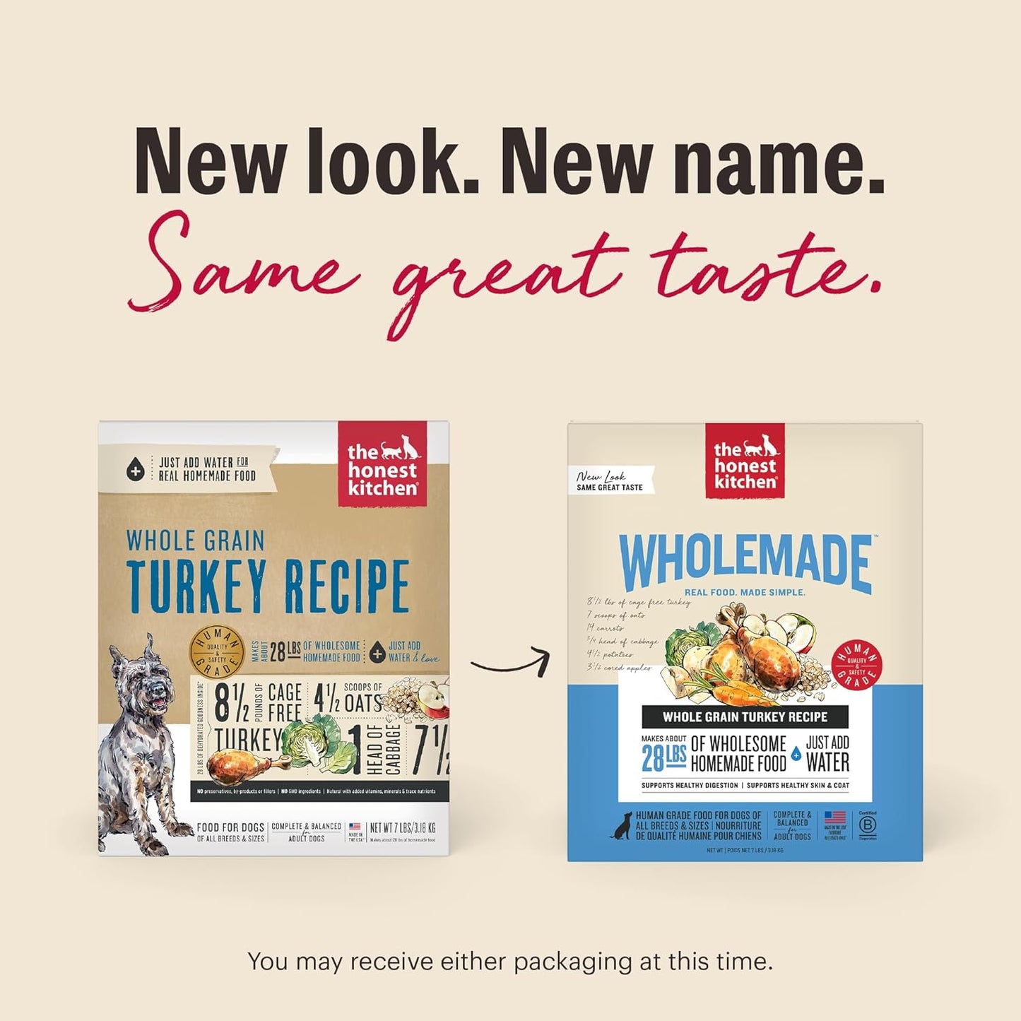 The Honest Kitchen Human Grade Wholemade™ Dehydrated Whole Grain Dog Food - Complete & Balanced Meal or Topper - Turkey 10 lb Box