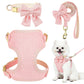 Small Dog Collar Harness and Leash Set, Dog Harness no Pull with Bowtie, Breathable Cotton Adjustable Pet Puppy Harness, Easy Walk Dog Harness