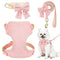Small Dog Collar Harness and Leash Set, Dog Harness no Pull with Bowtie, Breathable Cotton Adjustable Pet Puppy Harness, Easy Walk Dog Harness