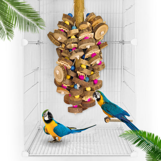 Extra Large Bird Parrot Toys- 19.7 inch Multicolored Natural Wooden Block Parrot Chewing Toy Suggested for Macaws cokatoos, African Grey and a Variety of  Parrots. (Large Size)