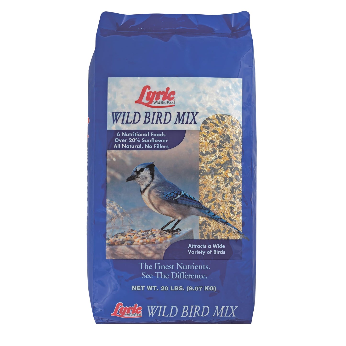 Lyric Wild Bird Mix - Includes Corn, Nuts, and Wild Bird Seed for Outside Feeders, Attracts Doves, Jays and Many More, 20 lb Bag