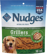 Blue Buffalo Nudges Grillers Natural Dog Treats, Made in the USA with Real Chicken, 16-oz Bag