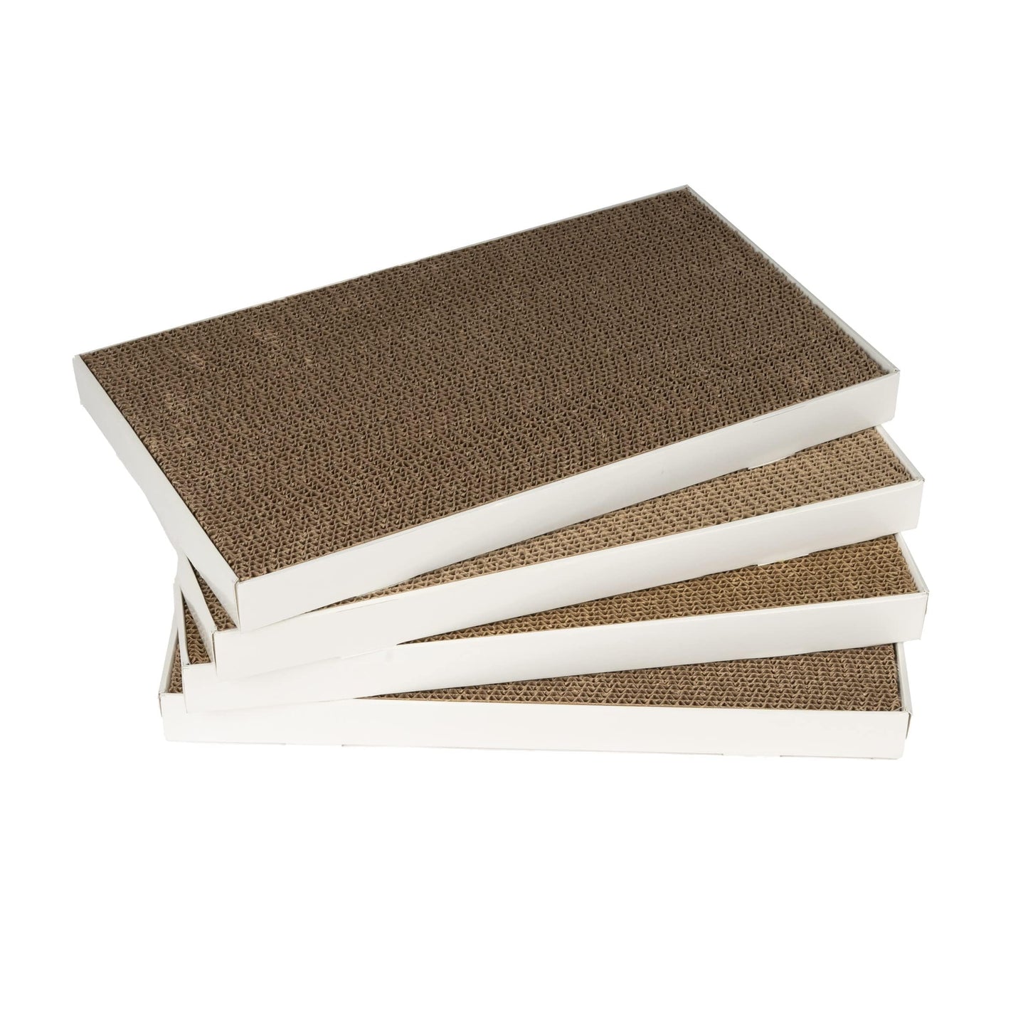 Basics Corrugated Cardboard Cat Scratchers, 4 Pack, White