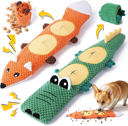XIUGOAL Interactive Dog Toys for Chewers, 2 Pack No Stuffing Dog Toys for Boredom and Teething, Squeaky Chew Toy for Small, Medium Breed to Keep Them Busy