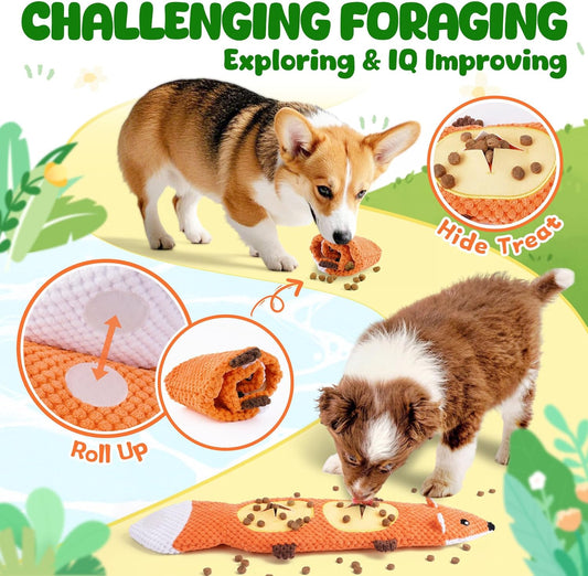 XIUGOAL Interactive Dog Toys for Chewers, 2 Pack No Stuffing Dog Toys for Boredom and Teething, Squeaky Chew Toy for Small, Medium Breed to Keep Them Busy
