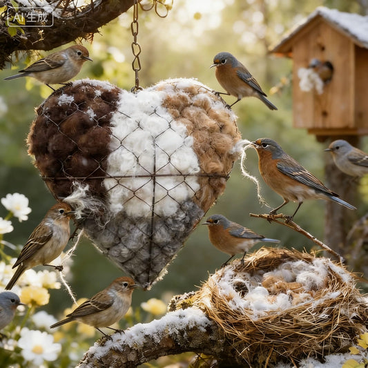 2026 new Handmade Alpaca Fiber Bird nest Heart, Bird nest Material Frame, Winter Wild Bird Tree House, Hummingbird nest Box Outdoor Garden Art Bird House, a Gift for Bird Lovers. (1pc)