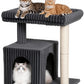 Cat Tree for Large Cat, 20.9 * 15.7in Large Perch Bed for Adult Cats, 22.8in Cat Tower with Scratching Post, Cat Condo with 2-Door for Indoor Cats, Dark Gray