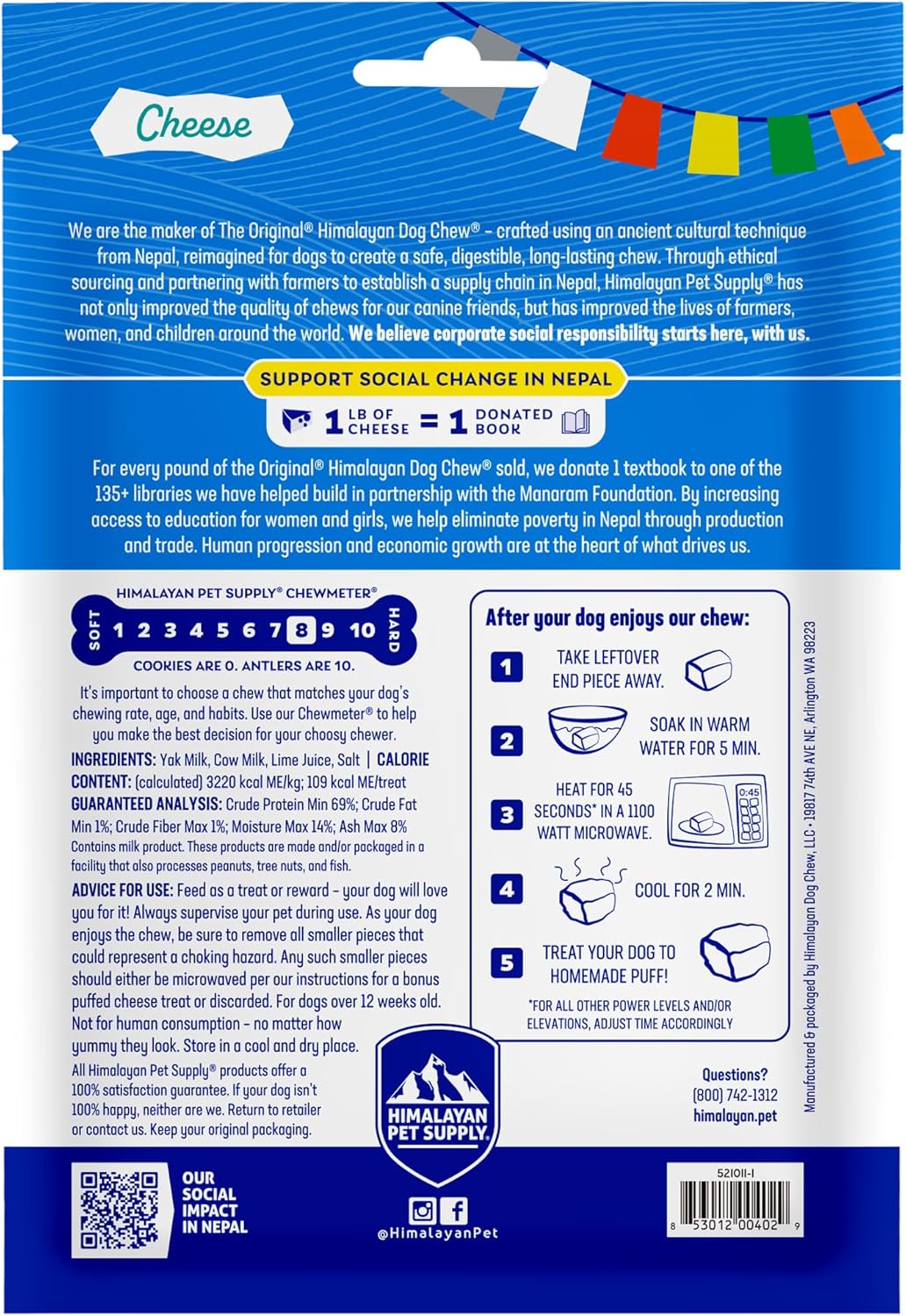 Himalayan Dog Chew Original Yak Cheese Chew, 3 Small Sticks, 1.1 oz, Gluten Free, Healthy Treats, Grain & Lactose Free 100% Natural, Long Lasting for Dogs Under 15 lbs