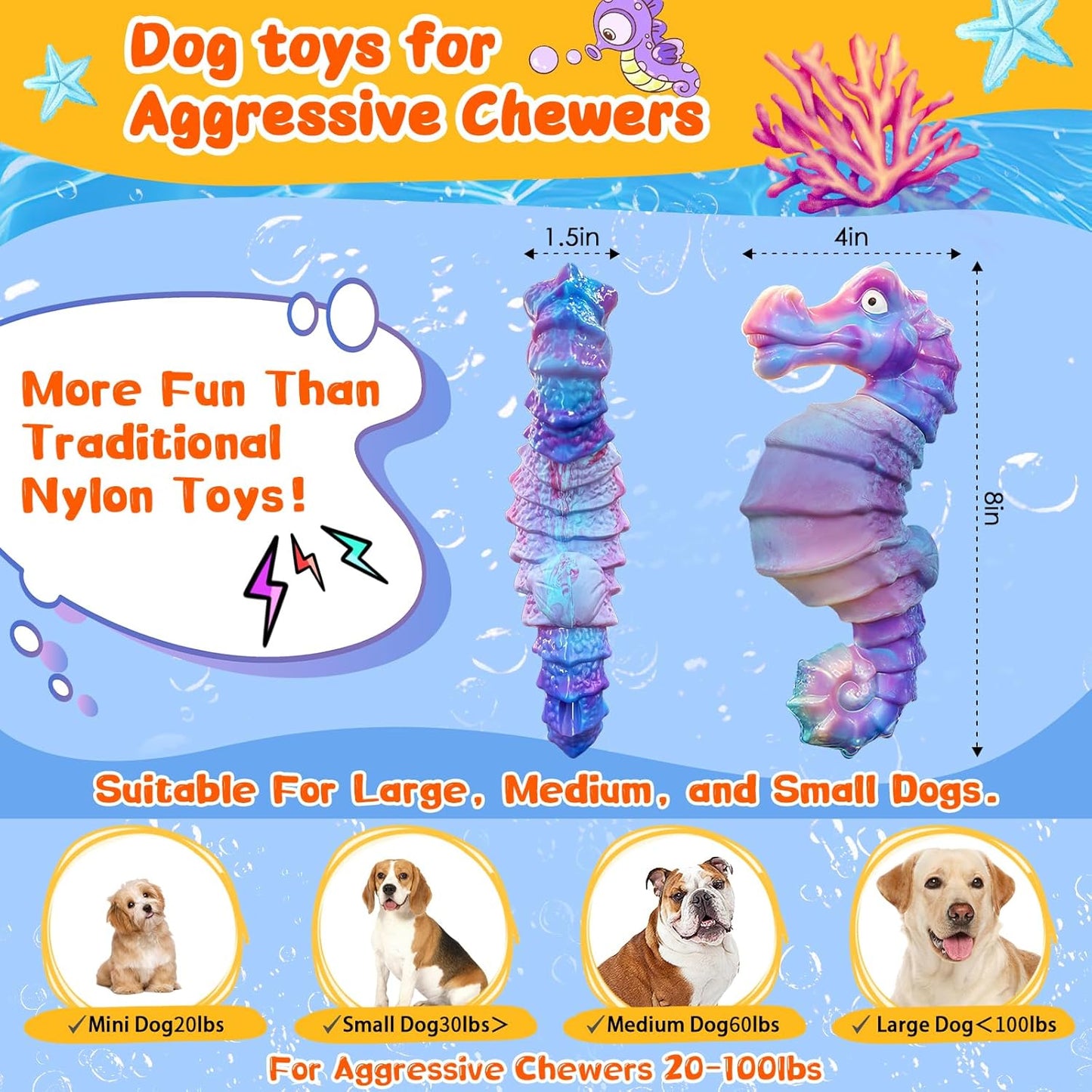 Jeefome Dog Chew Toys for Aggressive Chewers: Squeaky Dog Chew Toys for Large Dogs-Tough Indestructible Toys for Large/Medium/Small Breeds-Interactive Toys with Fun Squeaky Sound for Boredom