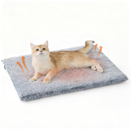 Bedsure Self Warming Cat Bed, Extra Warm Self Heating Mat for Cats & Dogs Non Electric, Anti-Slip Small Thermal Pet Pad Indoor with Removable Washable Cover, 24" x 18",Grey