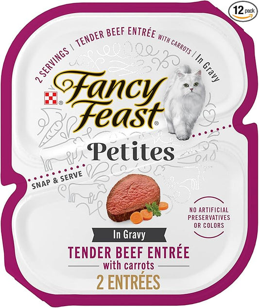 Purina Fancy Feast Petites Tender Beef Entree With Carrots in Gravy Gourmet Wet Cat Food - (Pack of 12) 2.8 oz. Tubs