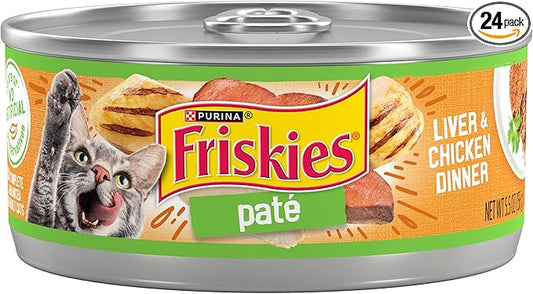 Purina Friskies Wet Cat Food Pate, Liver and Chicken Dinner - (Pack of 24) 5.5 oz. Cans