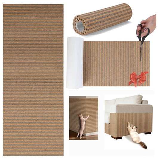 Natural Cork-Cat Scratch mat-Cat Scratch Pad Rug-cat Couch Protector-Scratch Furniture Protector for Post/Sofa/Floor-Wall Scratchers for Indoor-Carpets Scratching-Stretching- Kitty Gifts-Brown