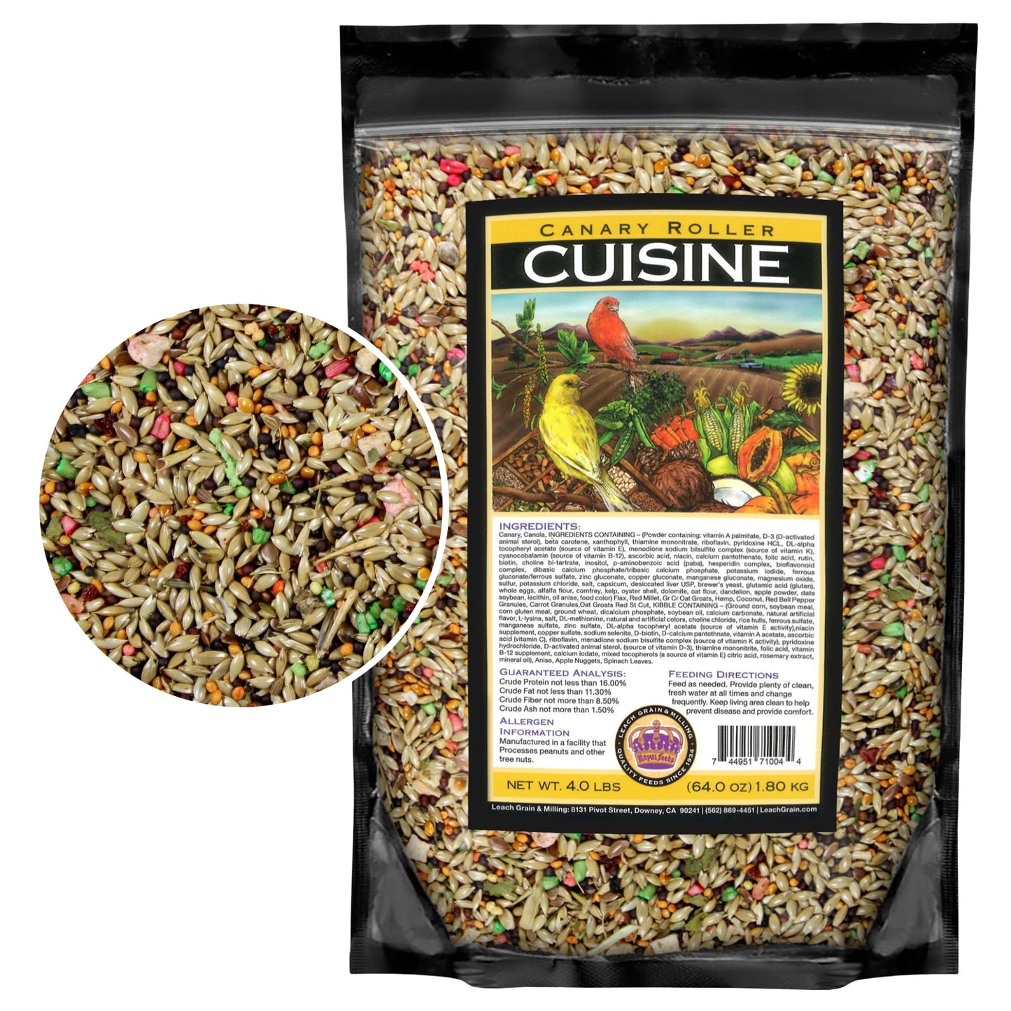 Canary Cuisine 4 Lbs, Premium Mixed Fruit and Birdseed with Essential Vitamins and Minerals, Canary Bird Food, Supports Daily Energy Growth & Healthy Balanced Diet, Bird Seed for Pet Birds