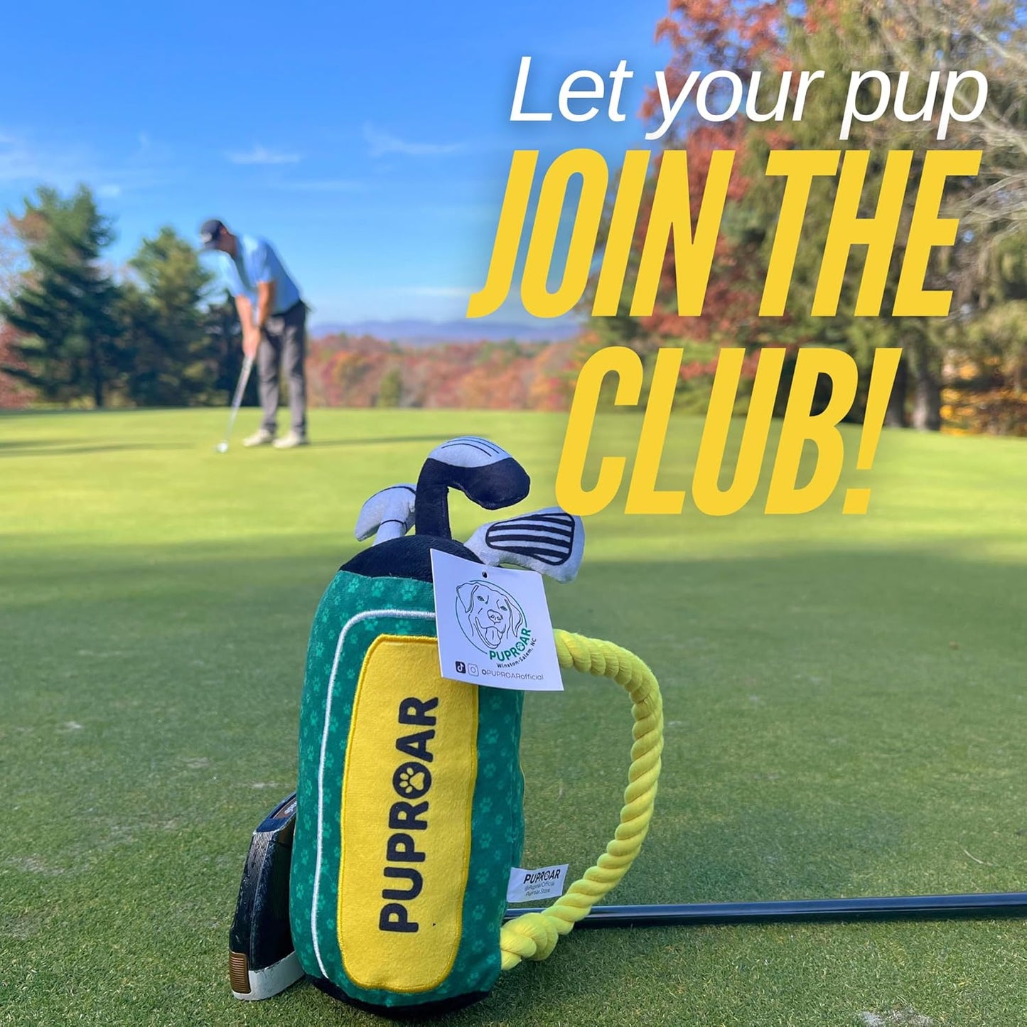 PUPROAR Golf Dog Toy – Funny Dog Christmas & Birthday Gift with Squeaker Rope & Crinkle, Fun & Interactive Puppy Present & Stocking Stuffer