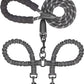 iYoShop Dual Dog Leash - 360° Swivel, No Tangle Walking Leash with Shock Absorbing Bungee for Two Dogs (Large, 25-150 lbs, Black)