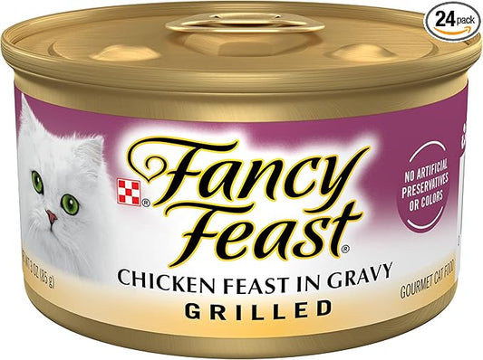 Purina Fancy Feast Grilled Wet Cat Food Chicken Feast in Wet Cat Food Gravy - (Pack of 24) 3 oz. Cans