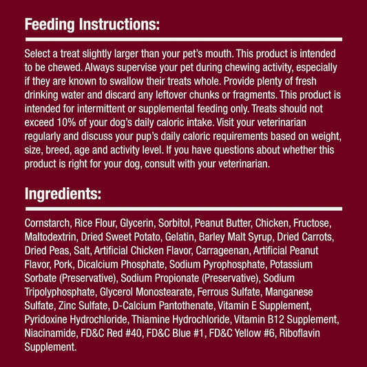 SmartBones Stuffed Twistz with Peanut Butter, Rawhide-Free Chews for Dogs Stuffed with Pork Flavor, 6 Twistz