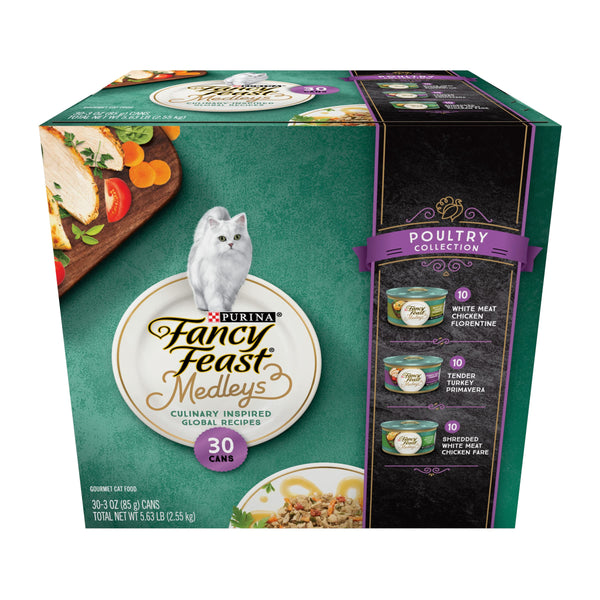 Purina Fancy Feast Medleys Poultry Collection Wet Cat Food Variety Pack - (Pack of 30) 3 oz. Cans