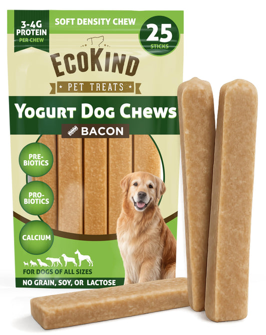 EcoKind Yogurt Dog Chews – Bacon | Dog Treats with Probiotics for Digestive Health, Gut Support & Wellness | Lactose Free, Grain Free, Natural Dog