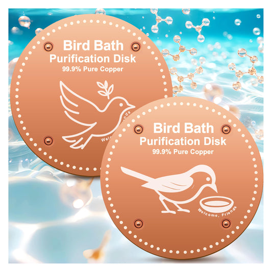 Bird Bath Purification Disk Pure Copper Outside Winter Solar Power Birdbath Heater Deicer Cage Hanging Bowl Metal Warmer Deck Railing Glass Concrete Ceramic Stone Stand Outdoor Fountain Station