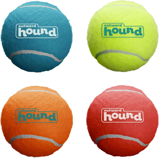 Outward Hound Squeaker Ballz – Squeaky Tennis Balls for Dogs Under 50 lbs, Interactive Dog Toy for Fetch & Training, Medium (2.5"), 4‑Pack
