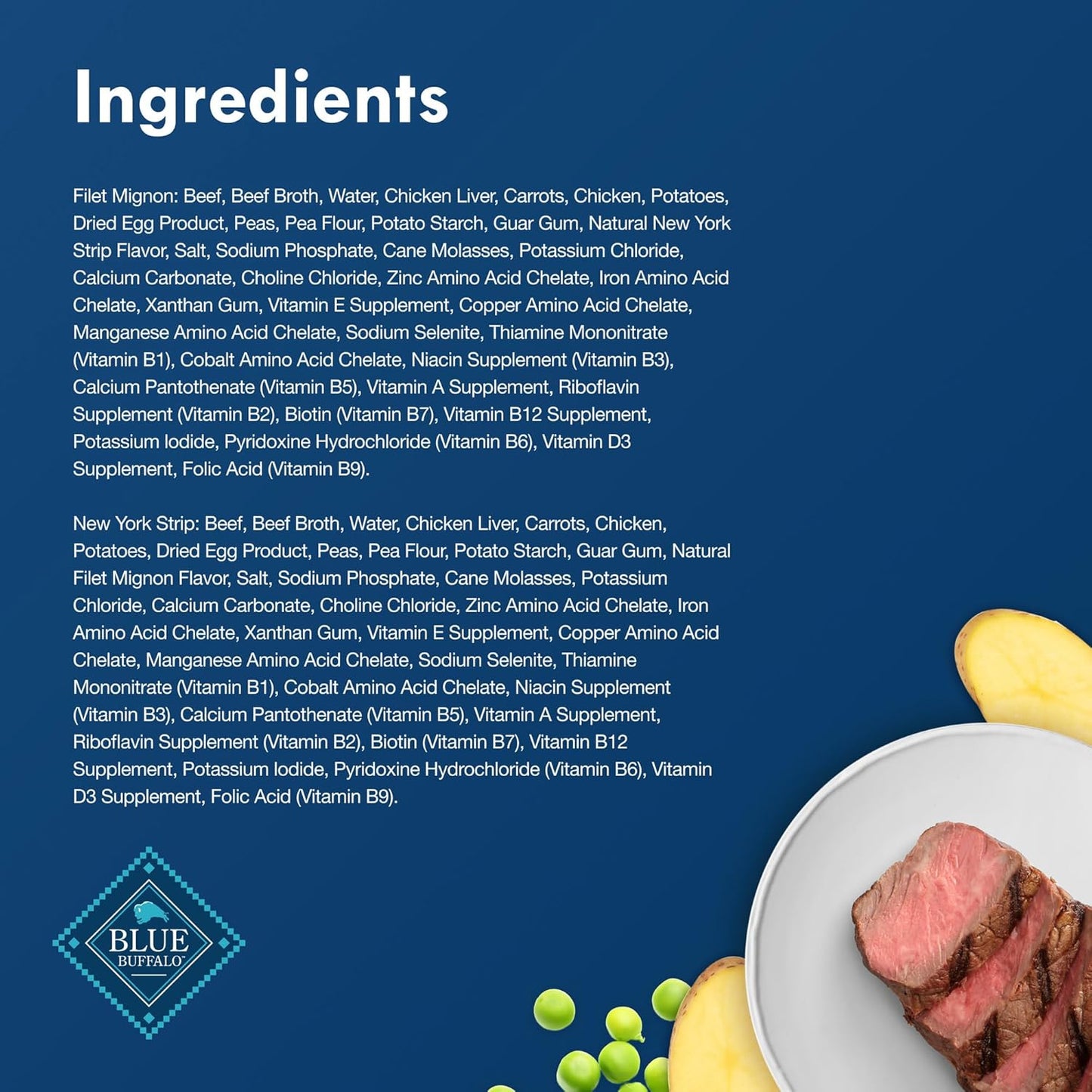 Blue Buffalo Delights Natural Adult Small Breed Wet Dog Food, Variety Pack, Made with Natural Ingredients, Filet Mignon & New York Strip Recipe in Hearty Gravy, 3.5-oz. Cups (12 Count, 6 of Each)