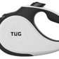 TUG 360° Tangle-Free Retractable Dog Leash | 16 ft Strong Nylon Tape | One-Handed Brake, Pause, Lock (Medium, White)