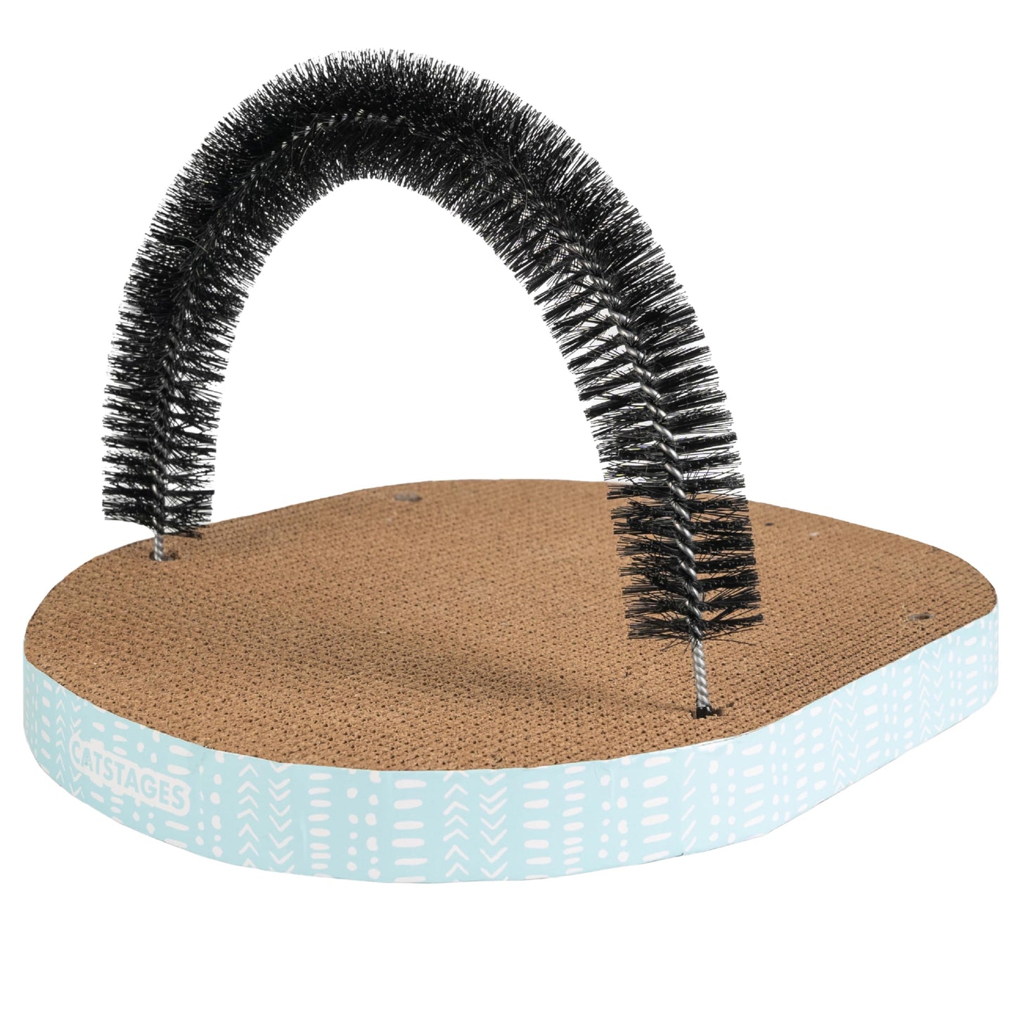 Catstages Scratch & Groom Cat Scratcher with Removable Curved Brush for Self-Grooming Station, Orange