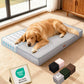 OhGeni Orthopedic Waterproof Dog Bed for Large Dogs, Machine-Washable Removable Cover in Easy-Clean Fabric, High Density Foam & Easy-Carry Handle, Suitable for Crate, 41 inch (Gray)
