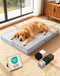 OhGeni Orthopedic Waterproof Dog Bed for Large Dogs, Machine-Washable Removable Cover in Easy-Clean Fabric, High Density Foam & Easy-Carry Handle, Suitable for Crate, 41 inch (Gray)