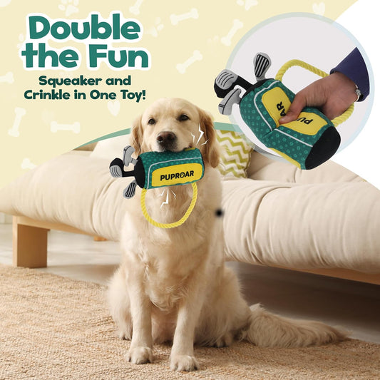 PUPROAR Golf Dog Toy – Funny Dog Christmas & Birthday Gift with Squeaker Rope & Crinkle, Fun & Interactive Puppy Present & Stocking Stuffer