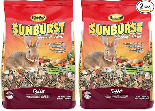 Higgins 2 Pack of Sunburst Gourmet Blend Rabbit Food, 3 Pounds Each