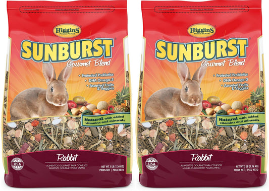 Higgins 2 Pack of Sunburst Gourmet Blend Rabbit Food, 3 Pounds Each