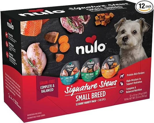 Nulo Signature Stews Variety Pack: Small Breed Wet Dog Food, 2.8 oz, Pack of 12
