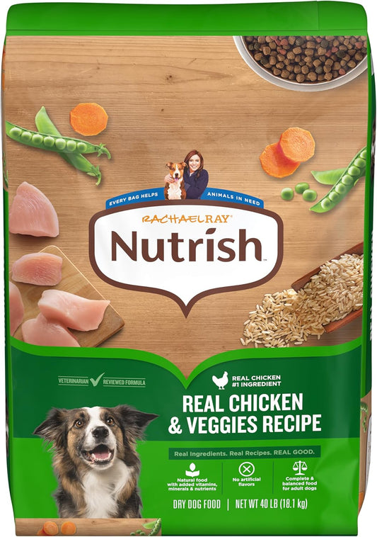 Nutrish Dry Dog Food Real Chicken & Veggies Recipe Whole Health Blend, 40 lb. Bag, (Rachael Ray)