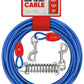 Petbobi Dog Tie-Out Cable 30ft -Heavy Duty Dog Lead Up to 120 lbs, Outdoor Leash Metal Cable with Shock Spring 360° Swivel Clips, for Yard Camping