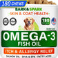 BARK&SPARK Omega 3 for Dogs and Cats-180 Fish Oil Treats for Dogs & Cats Shedding, Skin Allergy, Itch Relief, Hot Spots Treatment-Joint Health-Skin and Coat Supplement-EPA & DHA Fatty Acids-Salmon Oil