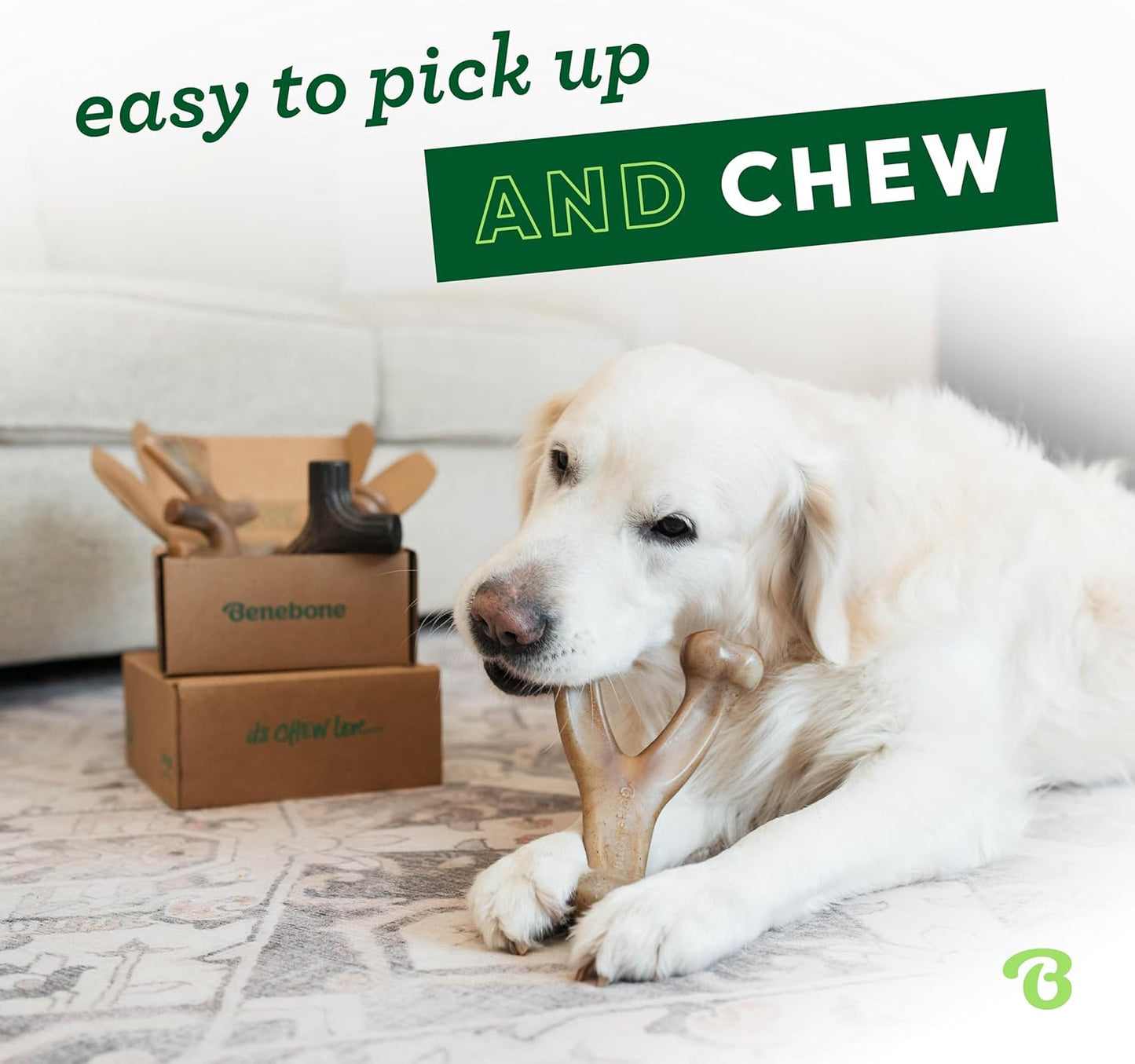 Benebone Large 4-Pack Dog Chew Toys for Aggressive Chewers, Made in USA, 90lbs and Under