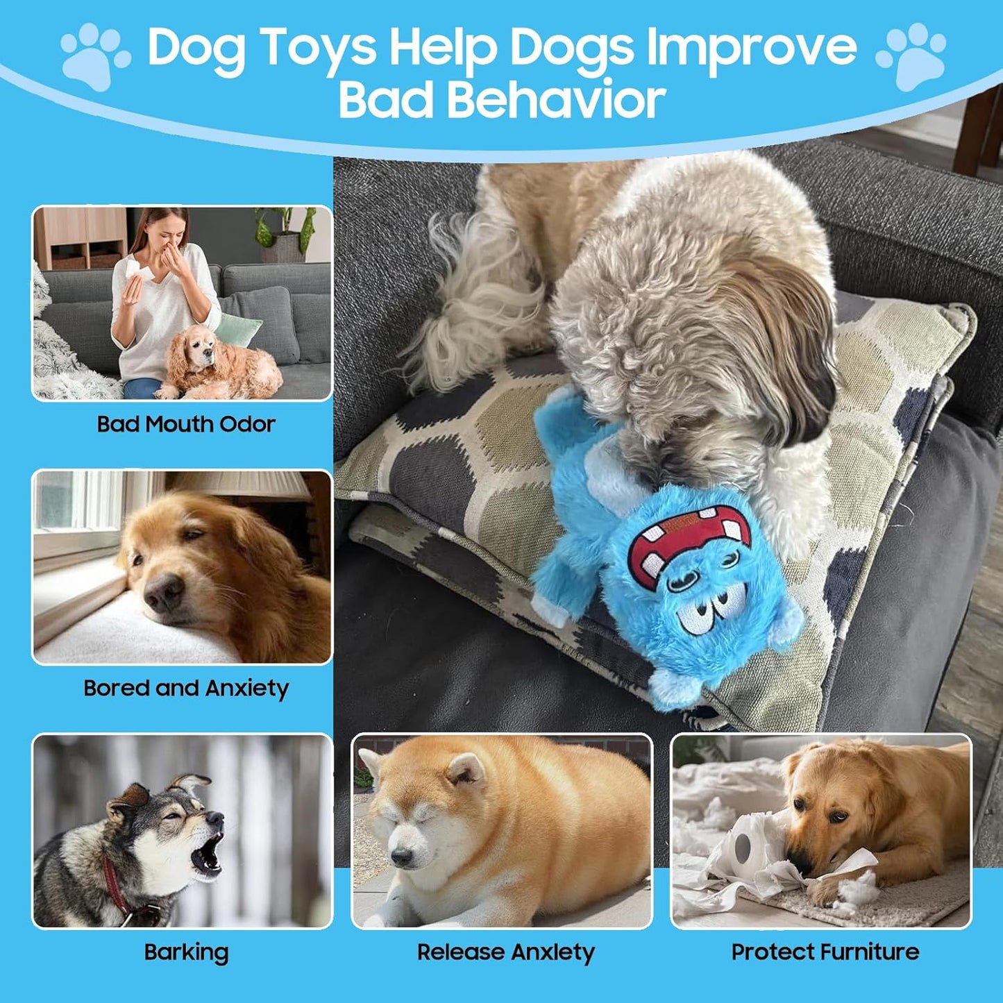 5 Pack Squeaky Dog Toys.Tough Plush Chew Toys for Dogs.Interactive Dog Toys to Keep Small Medium Large Breed Dogs Busy .Durable Anti-Boredom Dog Toy for Teething & Playtime.