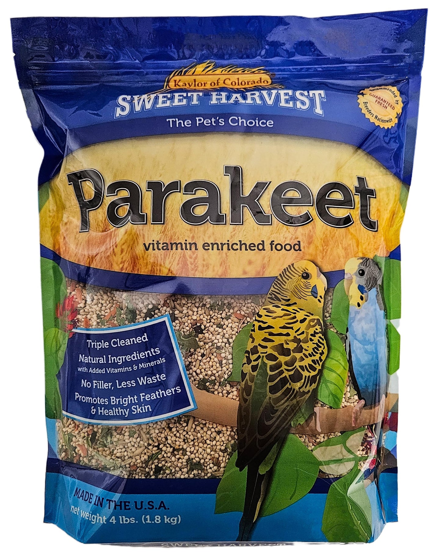 Parakeet Bird Food, 4 lbs Bag - Seed Mix for Parakeets Budgerigars Budgies