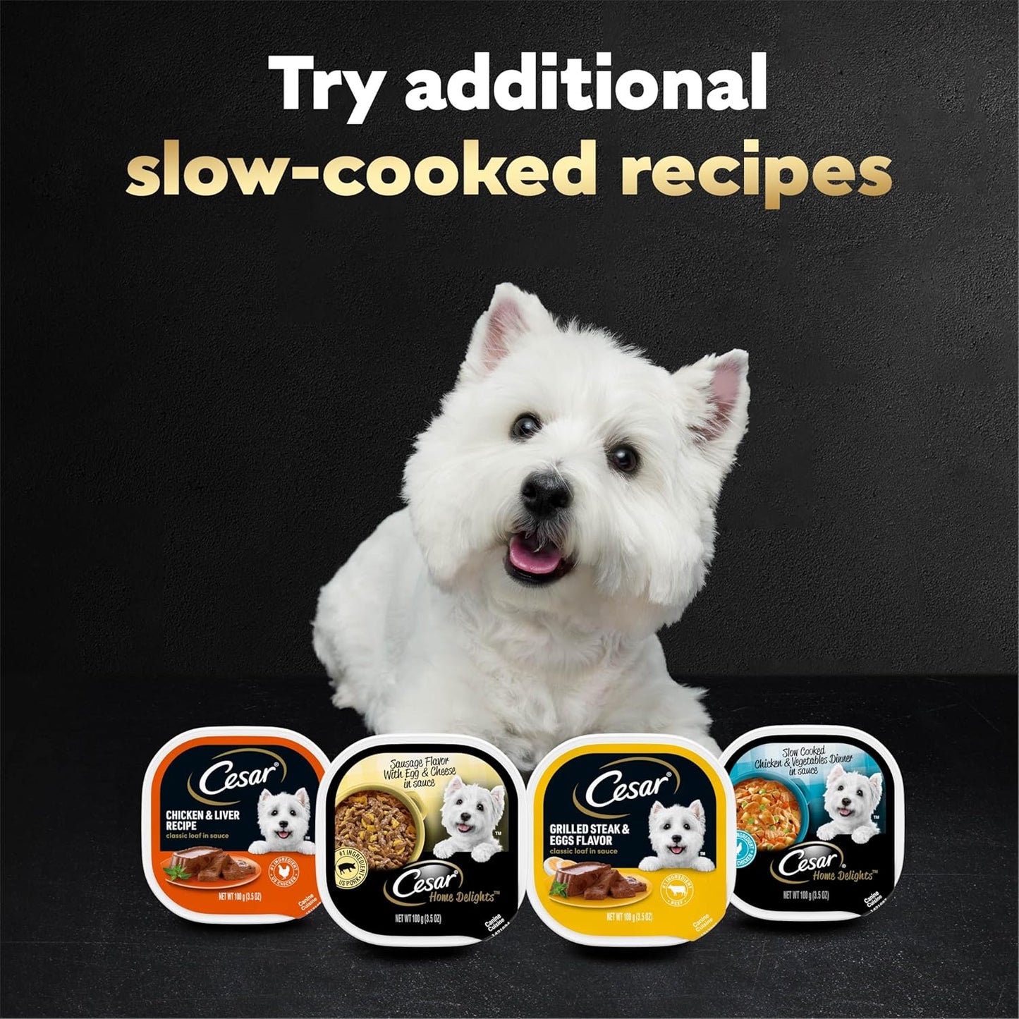 Cesar Home Delights & Classic Loaf in Sauce Adult Wet Dog Food, Breakfast & Dinner Variety Pack, Wet Food for Dogs, 3.5 oz Tray, 24 Count