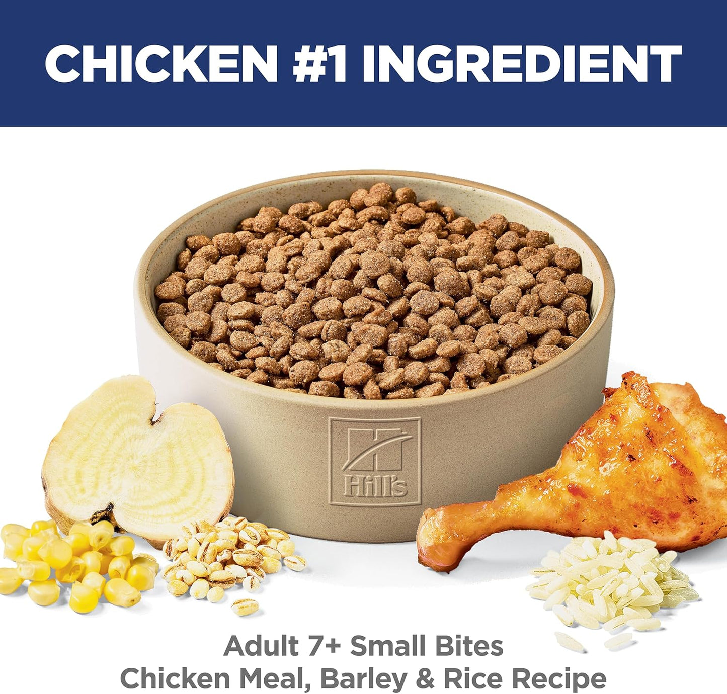 Hill's Science Diet Adult 7+, Senior Adult 7+ Premium Nutrition, Small Kibble, Dry Dog Food, Chicken, Brown Rice, & Barley, 5 lb Bag
