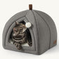 Bedsure Cat Beds for Indoor - 2 in 1 Cat Cave House Tent for Kittens and Small Pets with Removable Washable Cushioned Pillow, Foldable Kitten Hideaway with Non-Slip Bottom, Grey, 16 inches