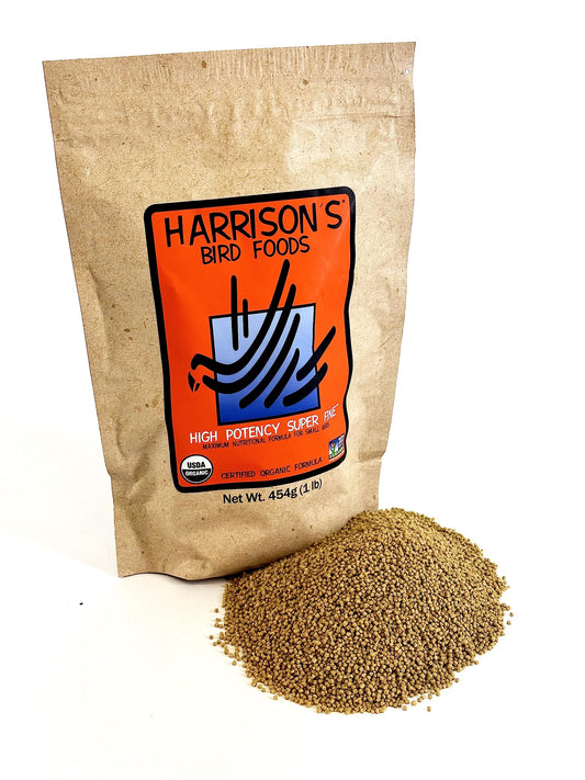 Harrison's Bird Foods High Potency Maximum Nutritional Formula for Small to Medium Birds, Certified Organic Non-GMO Pet Bird Food, Vet-Developed, Suitable for All Life Stages, 454 g/ 1 lb