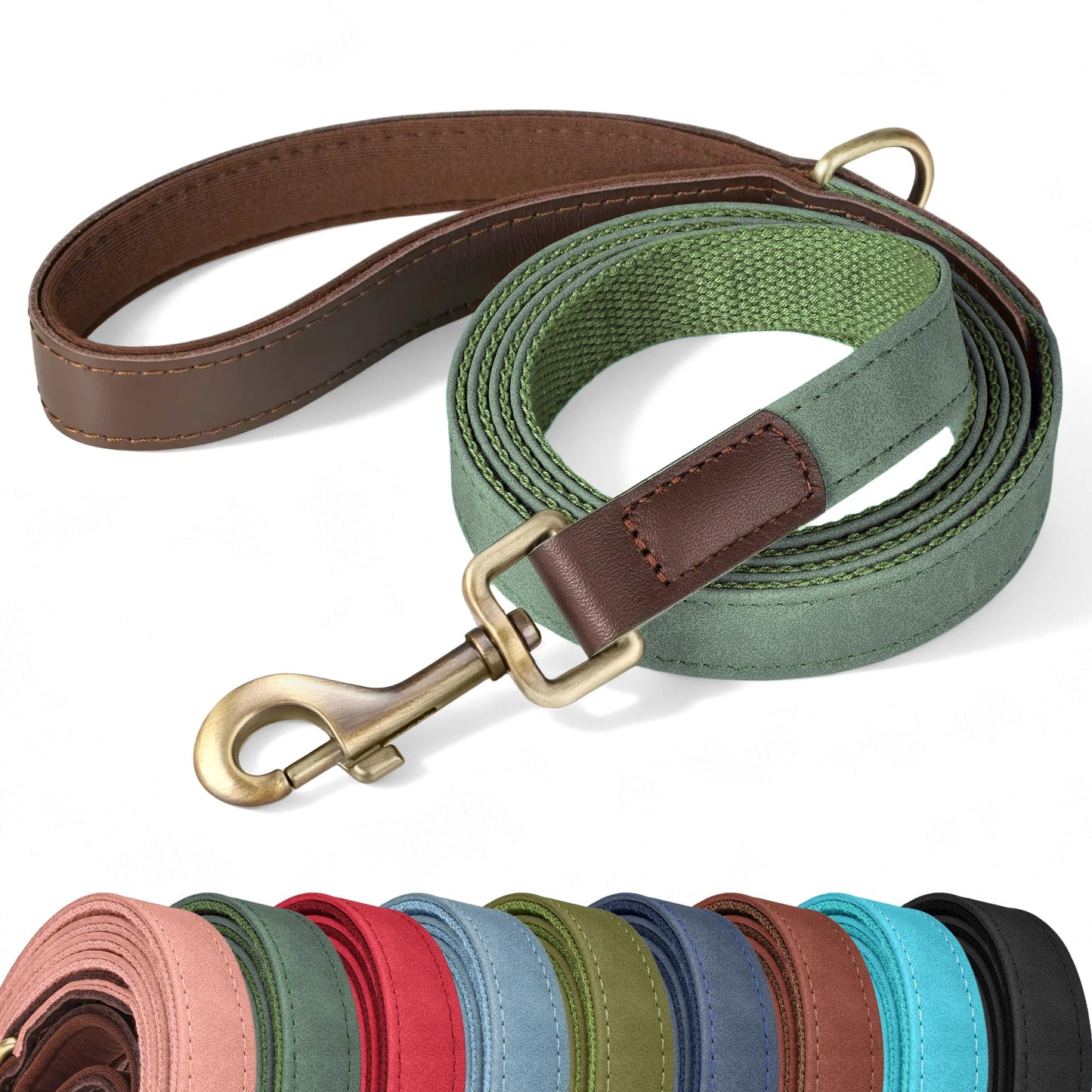 Didog PU Leather Dog Leash for Medium Dogs 5ft, Soft Padded Handle Dog Leashes, Easy to Clean, Walking and Training Leashes Faux Leather for Medium