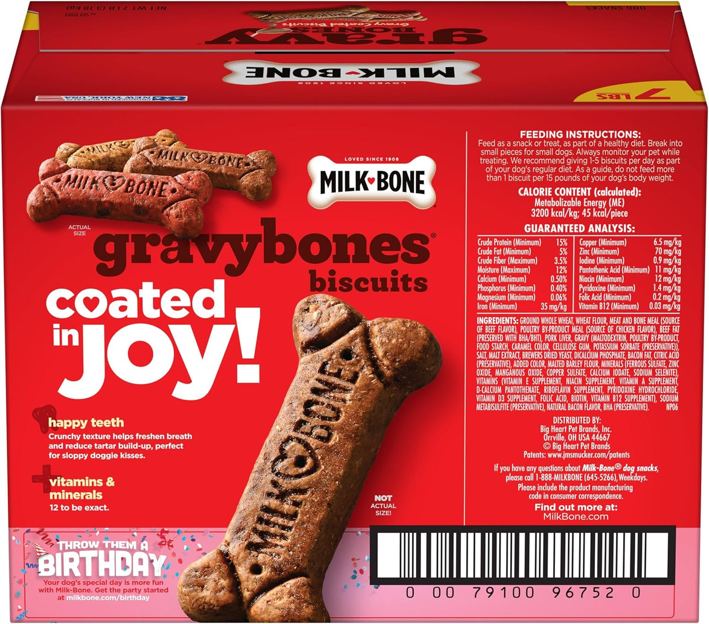 Milk-Bone Gravy Bones Dog Treats with 4 Savory Meat Flavors Coated in Gravy, 7 Pound